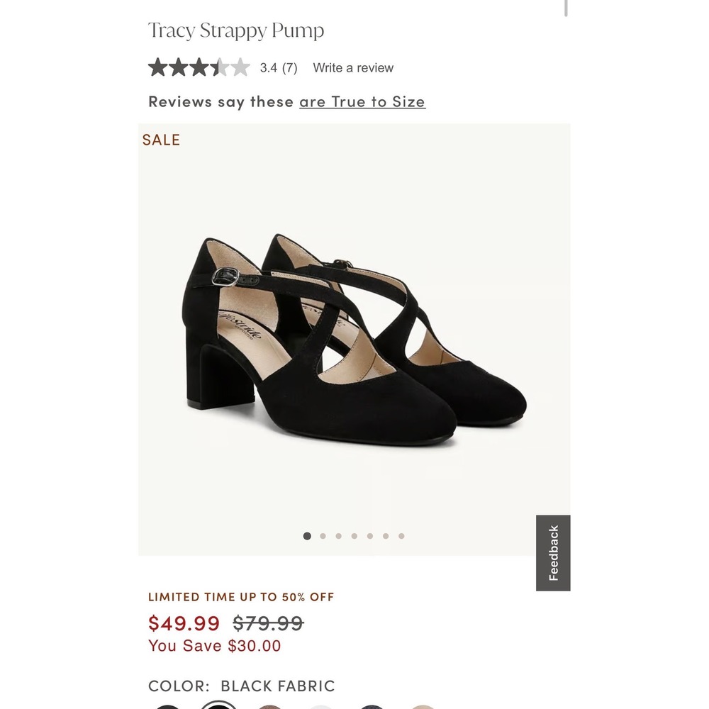 LifeStride Tracy Black Micro Strappy Block Heel Pump Shoes Sz 7.5M NEW - Picture 2 of 11